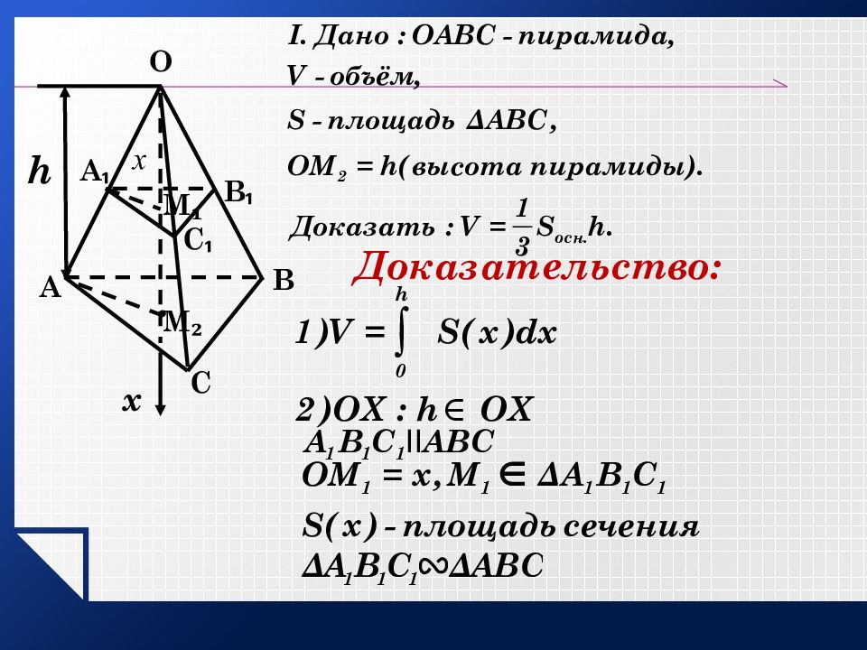 Формула объема пирамиды. Объем пирамиды 11 класс Атанасян. Объем пирамиды доказательство. Доказательство формулы объема пирамиды. Объем пирамиды доказательство теоремы.