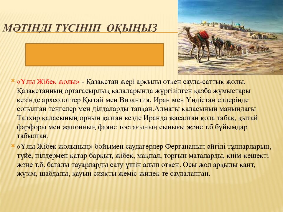 Мәтінді түсініп оқыңыз