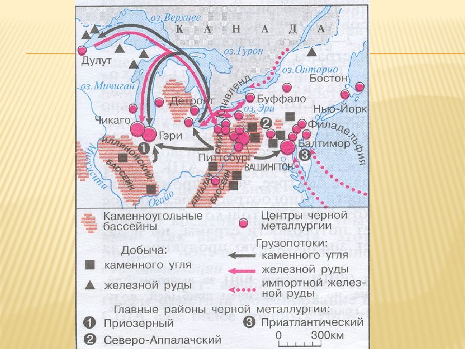 Используя рисунок 88 составьте в тетради конспективно справочную таблицу главные районы черной металлургии сша