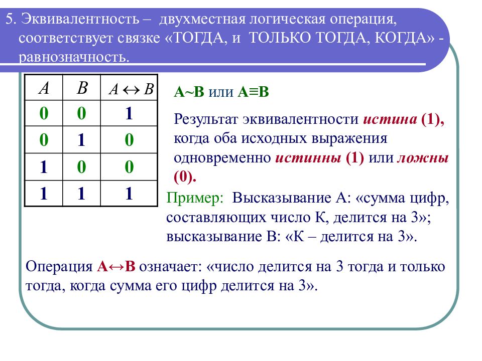 Операция соответствует