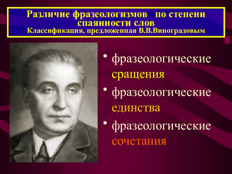 Классификация фразеологизмов по виноградову. Фразеологизмы по степени спаянности. Классификация Виноградова фразеологизмы. Виноградов классификация фразеологизмов. Классификация фразеологических единиц по Виноградову.