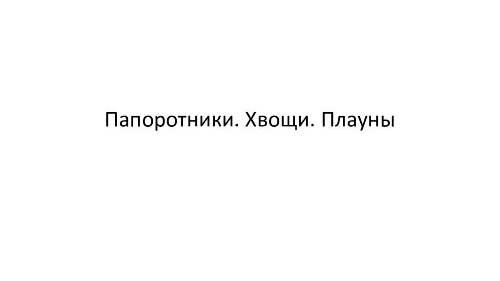 Папоротники. Хвощи. Плауны