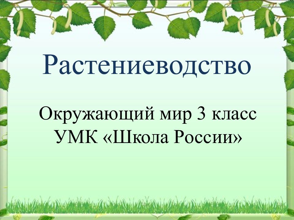 Растениеводство Окружающий мир 3 класс УМК «Школа России»