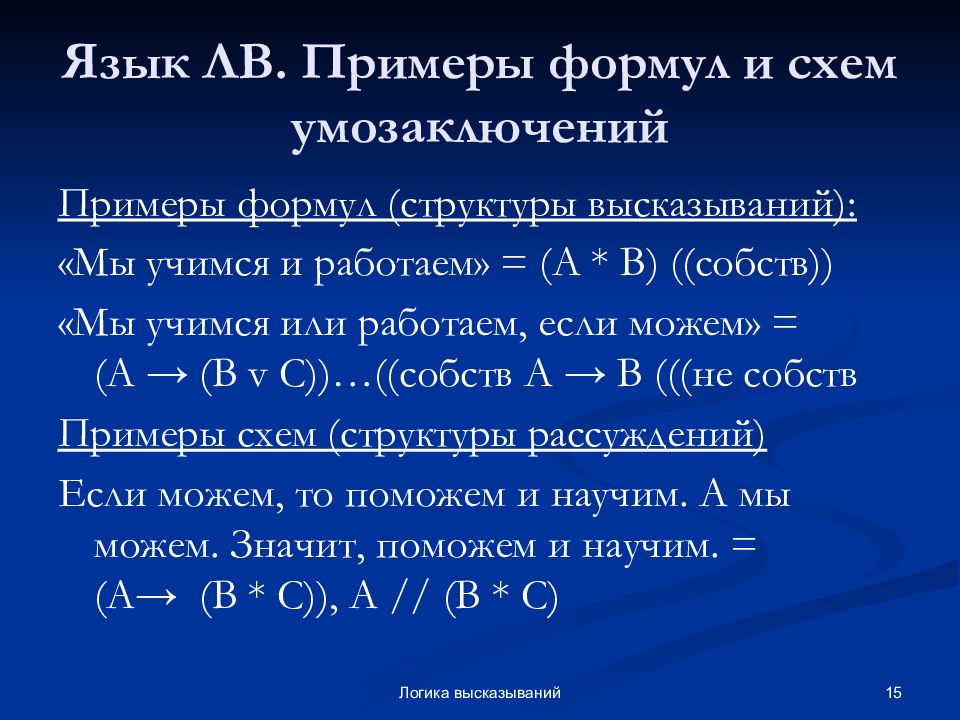 Логика высказываний презентация