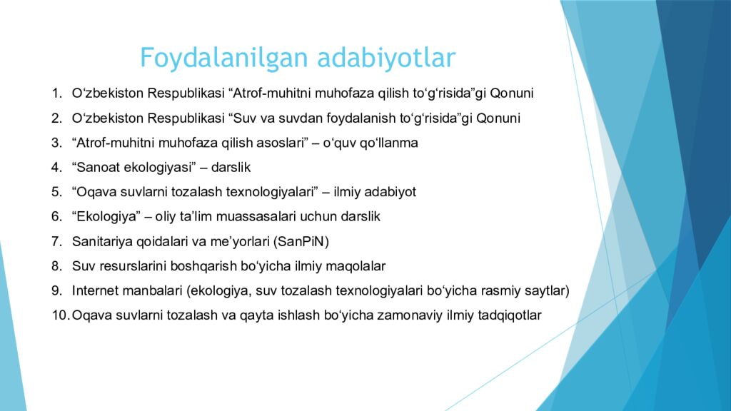 Foydalanilgan adabiyotlar