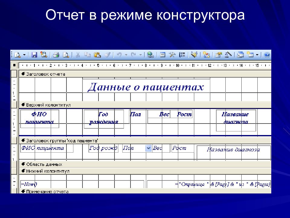 Режим конструктора. Отчет в режиме конструктора. Создание отчета в режиме конструктора. Этапы создания отчётов в режиме конструктора. Режим конструктора отчёта в access.