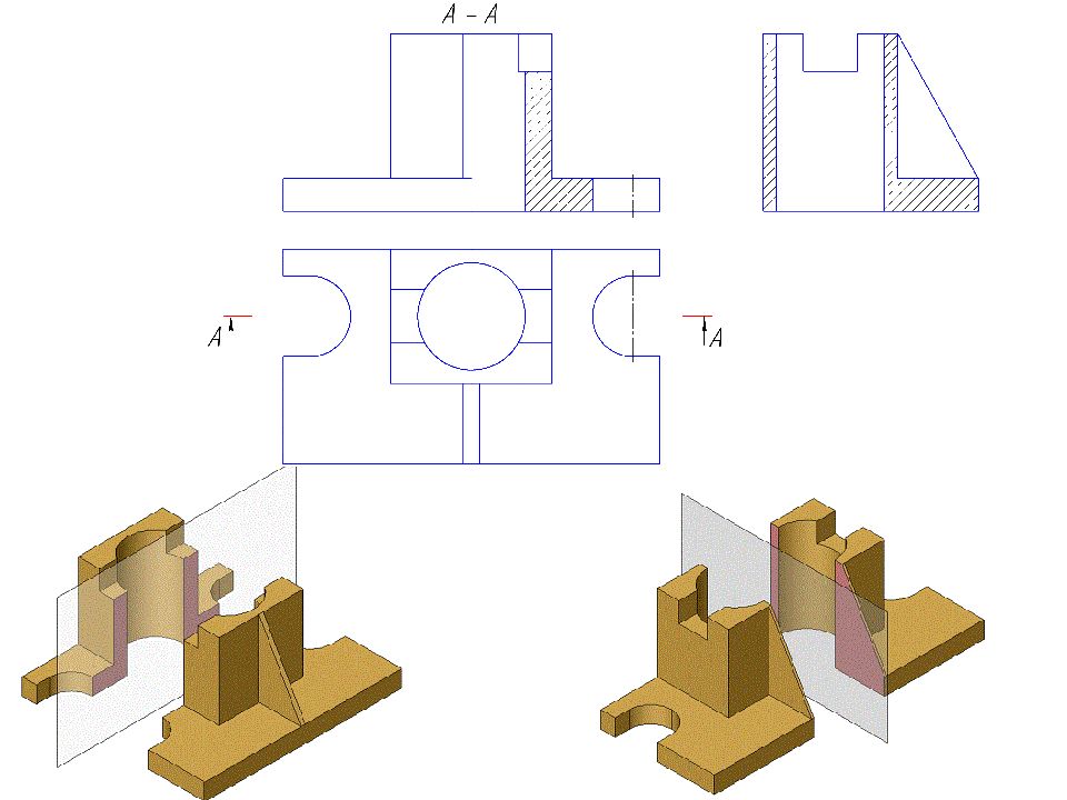 2 изображения разрезы. Профильный вид это в черчении. Черчение разрезы и сечения деталей. Изображения виды разрезы сечения. Профильный ступенчатый разрез.
