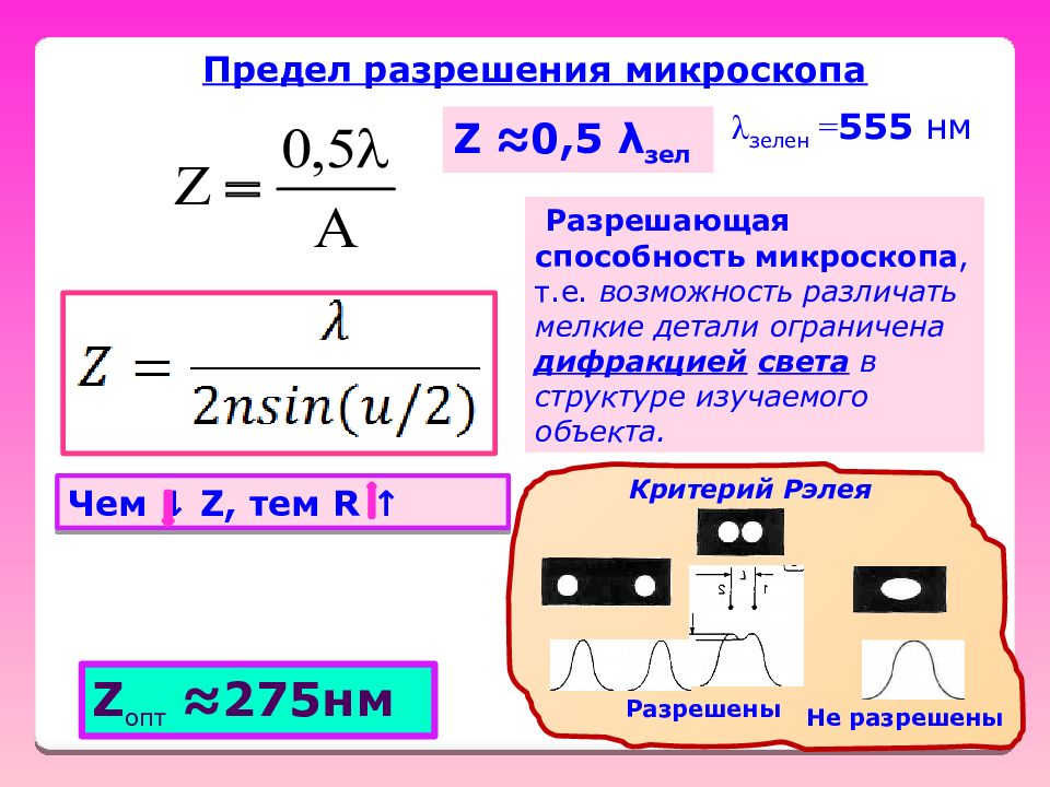 Разрешение микроскопа. Предел разрешения микроскопа определяется по формуле. Разрешающая способность микроскопа предел разрешения микроскопа. Предел разрешения микроскопа формула. Предел разрешения формула.