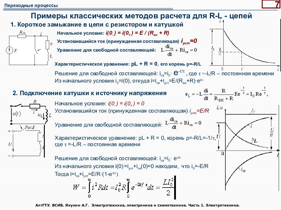 Определить постоянную времени для схемы в мс