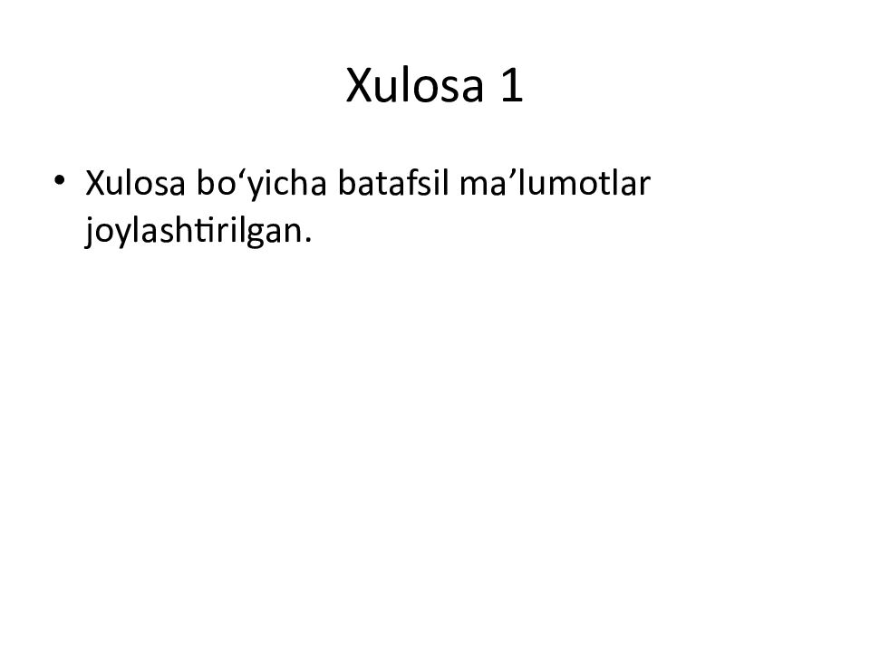 Xulosa 1