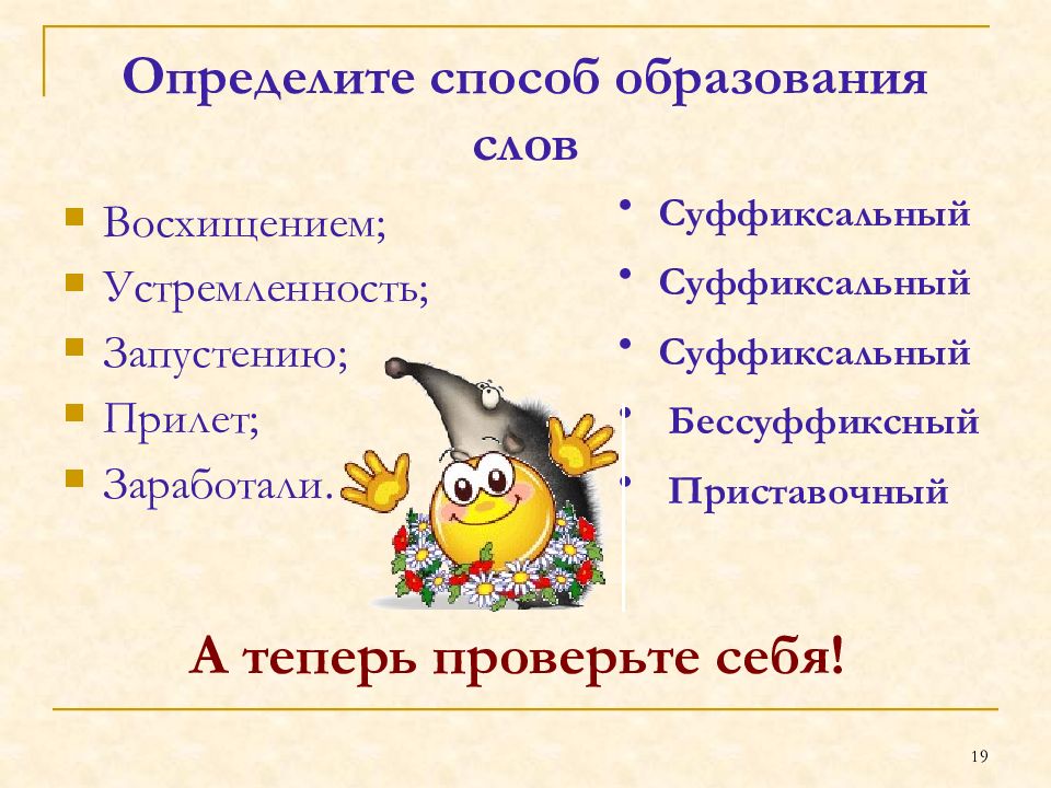 Подобрать способ образования слова какой. Определить способ образования слов. Способы образования слов. Морфемный способ образования слов.