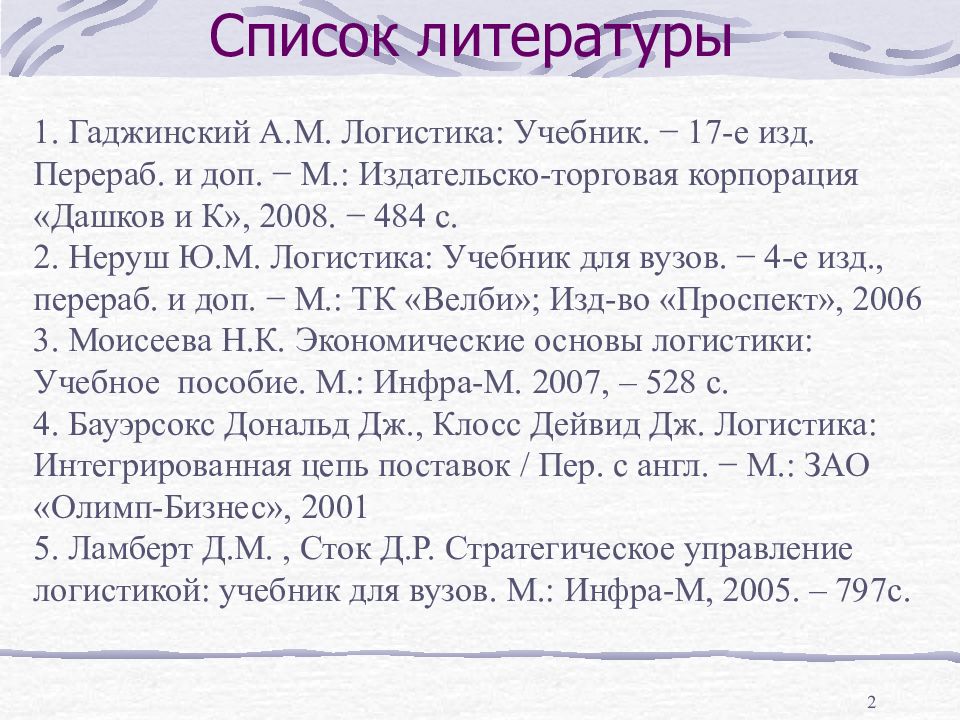 Перераб и доп м. Учебник Гаджинский логистика. Список литературы учебник. Список литературы логистика. ) Гаджинский а. м. логистика.