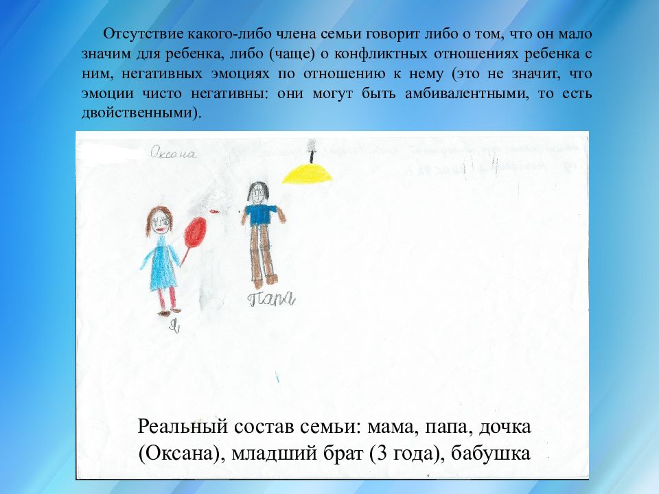 Шкала на проективной методике рисунок семьи которая определяется если одна фигура нарисована