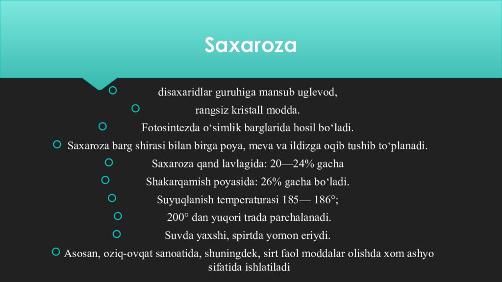 Disaxaridlarning siklotautoizomeriyasi Saxaroza