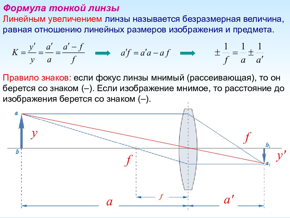 Увеличение расстояние. Фокус линзы формула физика. Толщина линзы формула. Формула тонкой линзы для двояковогнутой линзы. Формула тонкой сферической линзы.