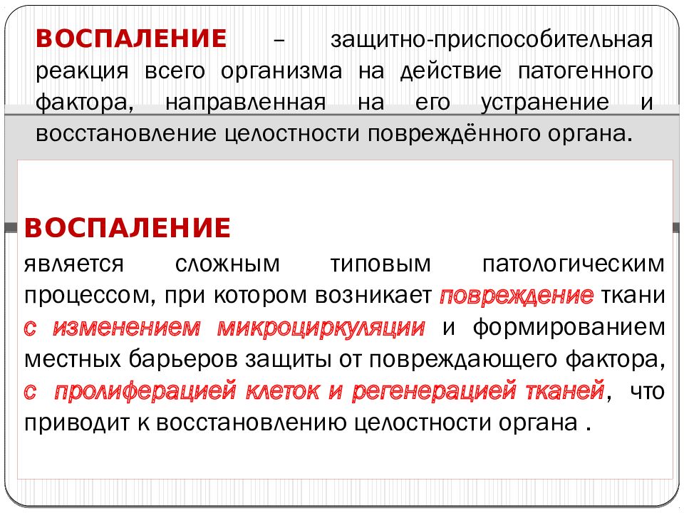 Презентация на тему воспаление