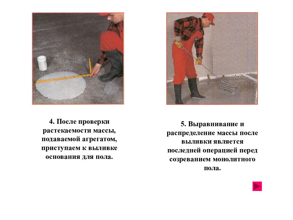 Тема полы презентация. Монолитные полы презентация. Выравнивание и распределение. Цилиндр для проверки растекаемости наливных полов.