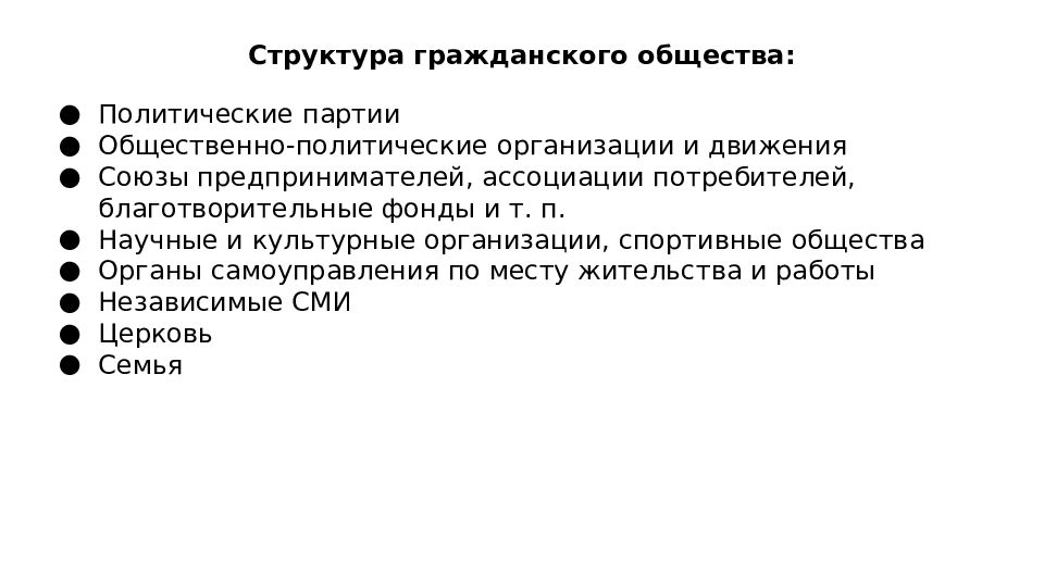 Гражданские общества список. Структура гражданского общества. Структура гражданского общества схема. Структура гражданского общества в России. Состав гражданского общества.