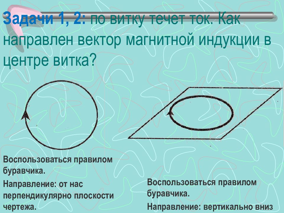 Определите как направлен вектор магнитной индукции в центре кругового витка с током рисунок 81