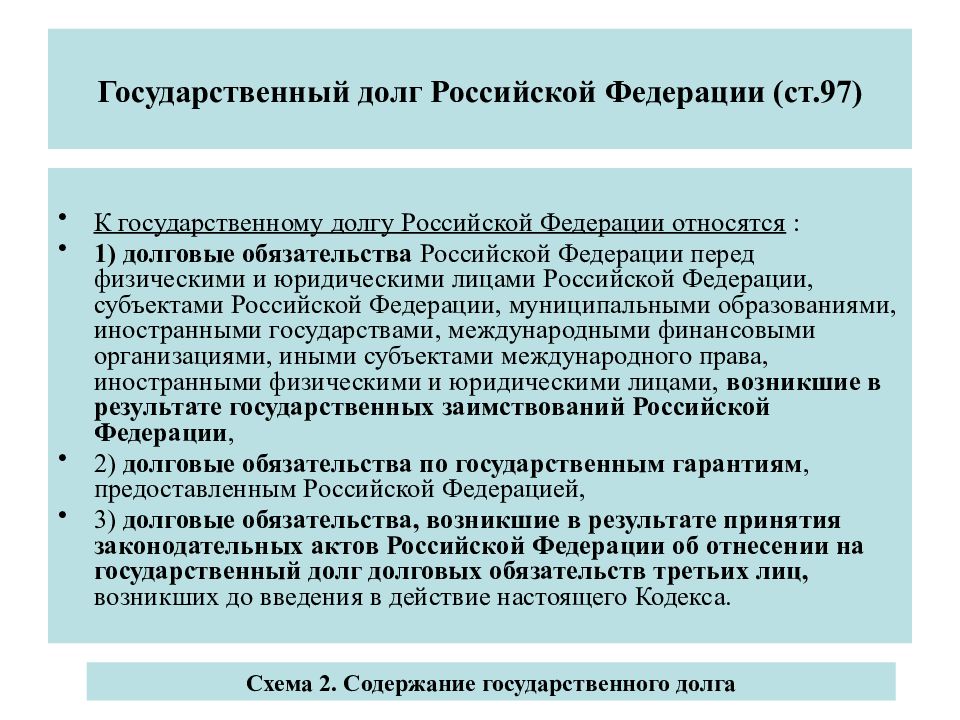 Долговые обязательства. Государственный долг Российской Федерации. Внутренние долговые обязательства РФ. Виды долговых обязательств государственного долга РФ. Правовое регулирование государственного и муниципального долга.