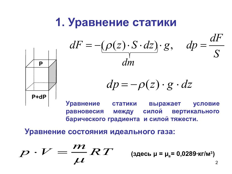 1 уравнение моментов. Вывод основного уравнение статики.. Основные уравнения статики механика. Уравнение моментов статика. Основное уравнение статики атмосферы.