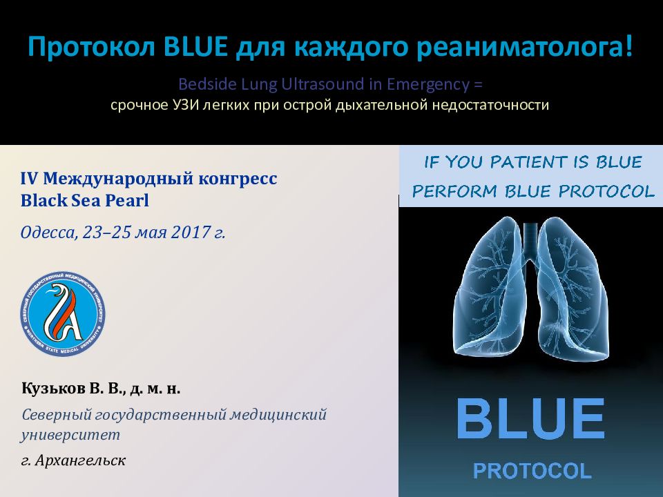 Протокол BLUE для каждого реаниматолога! Bedside Lung Ultrasound in Emergency
