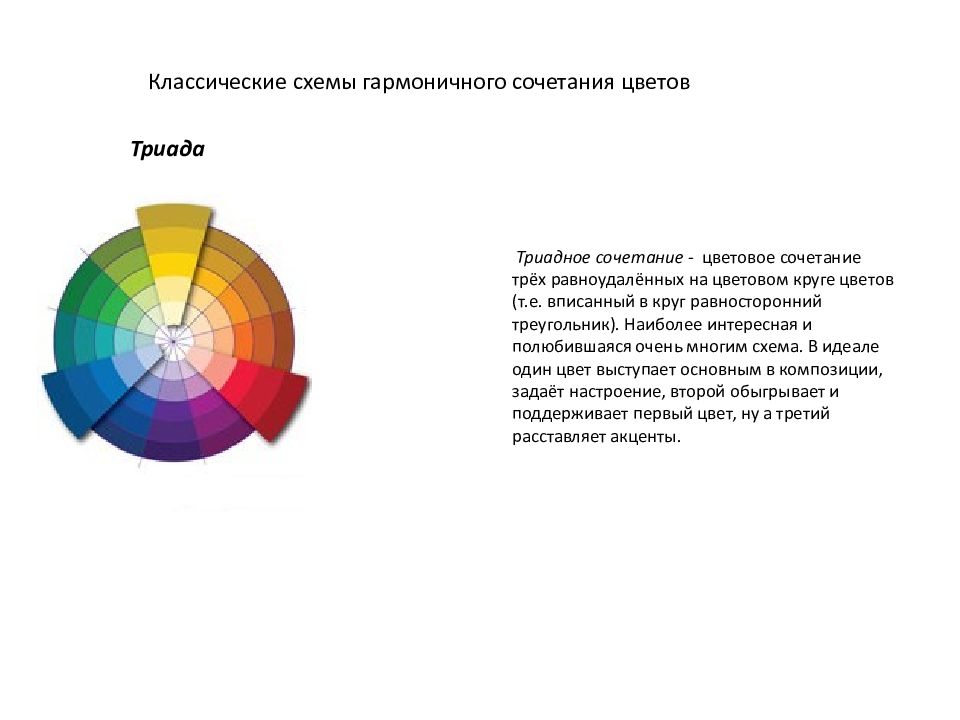 Создание цветов. Комплементарные цвета в цветовом круге монохроматичная схема. Триадная цветовая схема. Цветовые схемы для презентаций. Триадное сочетание цветов.