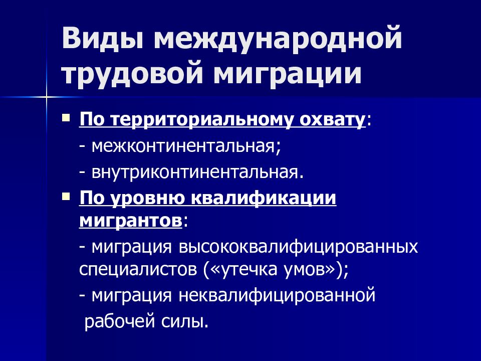 Формы международной трудовой миграции