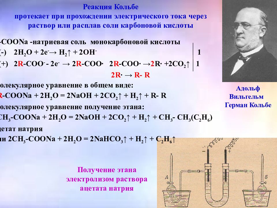 Электролиз кальция. Электролиз солей карбоновых кислот (электролиз по Кольбе). Электролиз Синтез Кольбе.