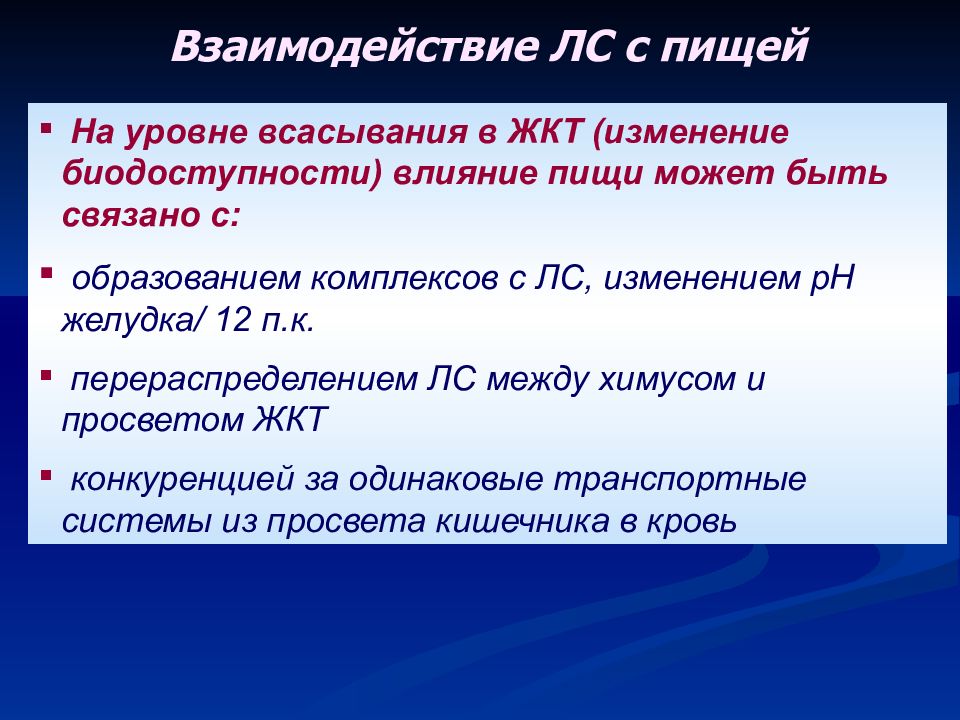 Взаимодействие лекарственных препаратов с пищей презентация