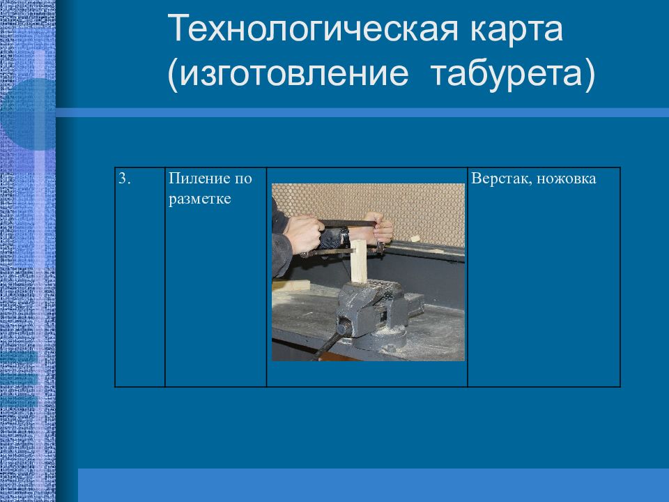 Технологическая карта изготовление табуретки