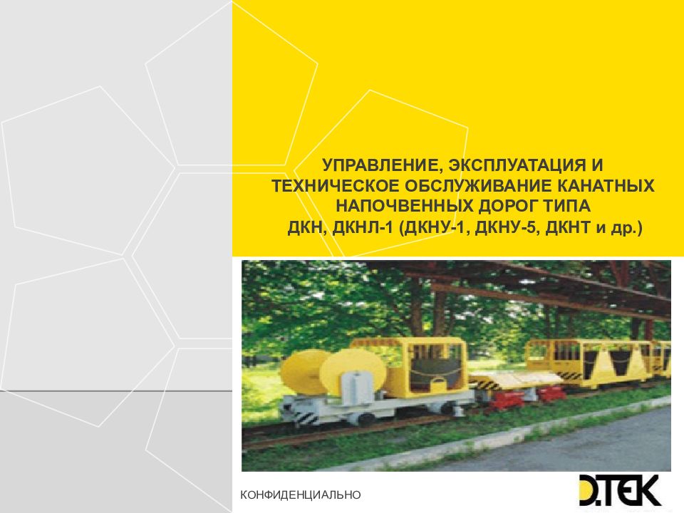 УПРАВЛЕНИЕ, ЭКСПЛУАТАЦИЯ И ТЕХНИЧЕСКОЕ ОБСЛУЖИВАНИЕ КАНАТНЫХ НАПОЧВЕННЫХ ДОРОГ