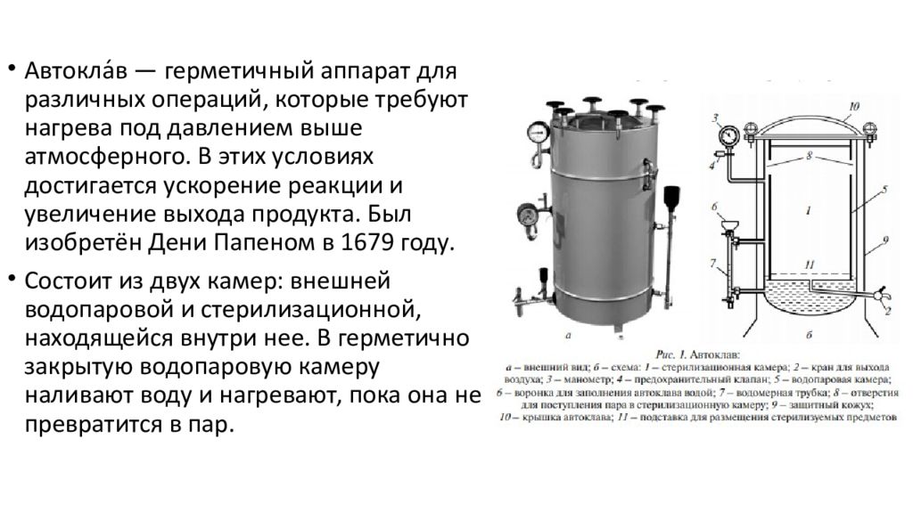 Схема автоклава для стерилизации