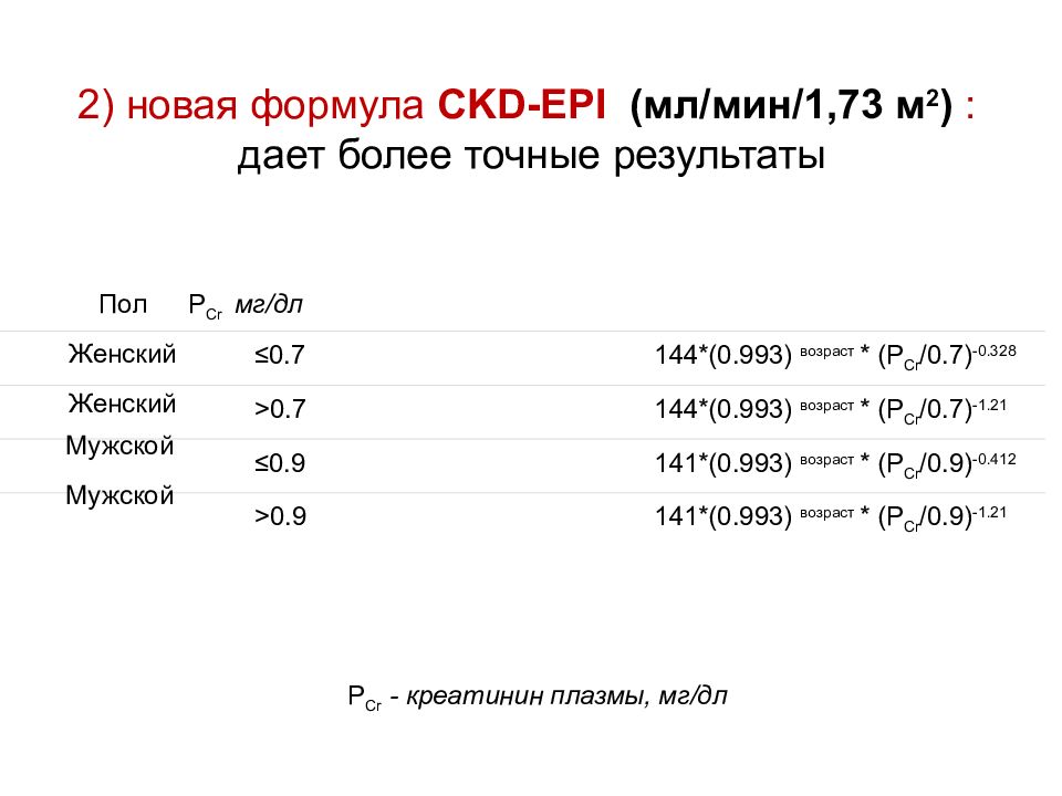 Калькулятор скф по ckd epi рассчитать креатинину. Формула CKD-Epi (мл/мин/1,73 м2). Скорость клубочковой фильтрации формула CKD Epi. Оценка скорости клубочковой фильтрации по формуле CKD-Epi. Формула CKD-Epi для расчета СКФ.
