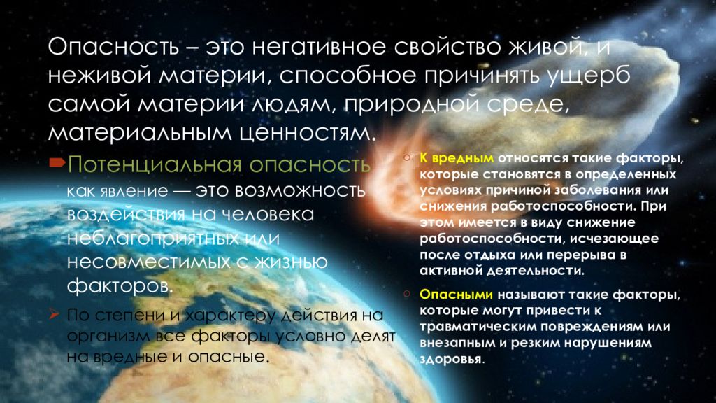 Опасность это свойство живой. Неживая материя. Аксиомы о потенциальной опасности техносферы..