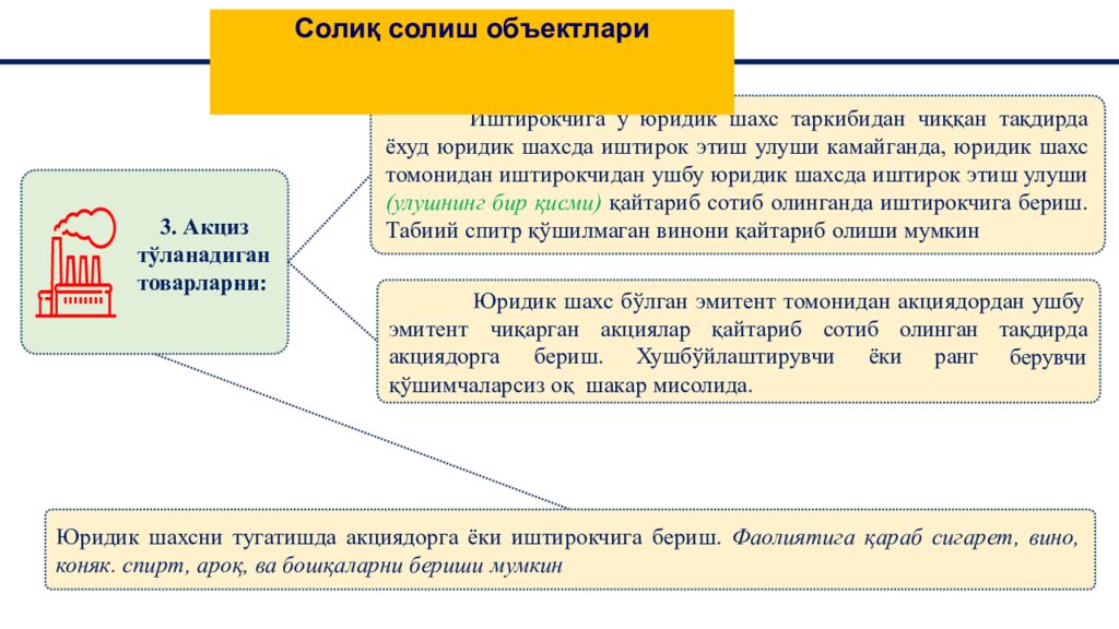 Солиқ солиш объектлари