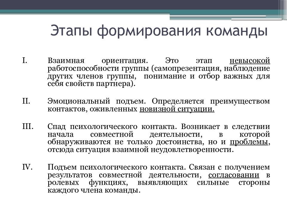 Этапы формирования команды