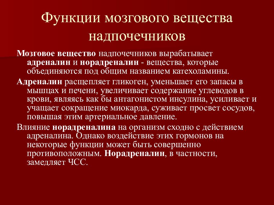 Мозговое вещество надпочечников презентация