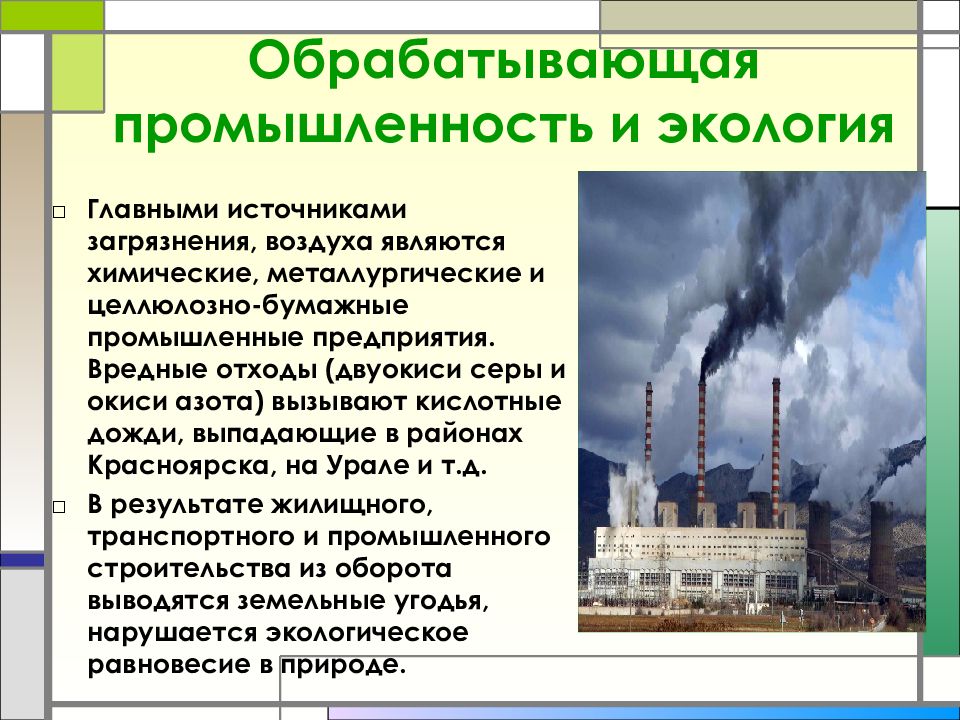 Влияние промышленности. Обрабатывающая промышленность. Обрабатывающая промышленность и окружающая среда. Отрасли обрабатывающей промышленности. Промышленность источник загрязнения.