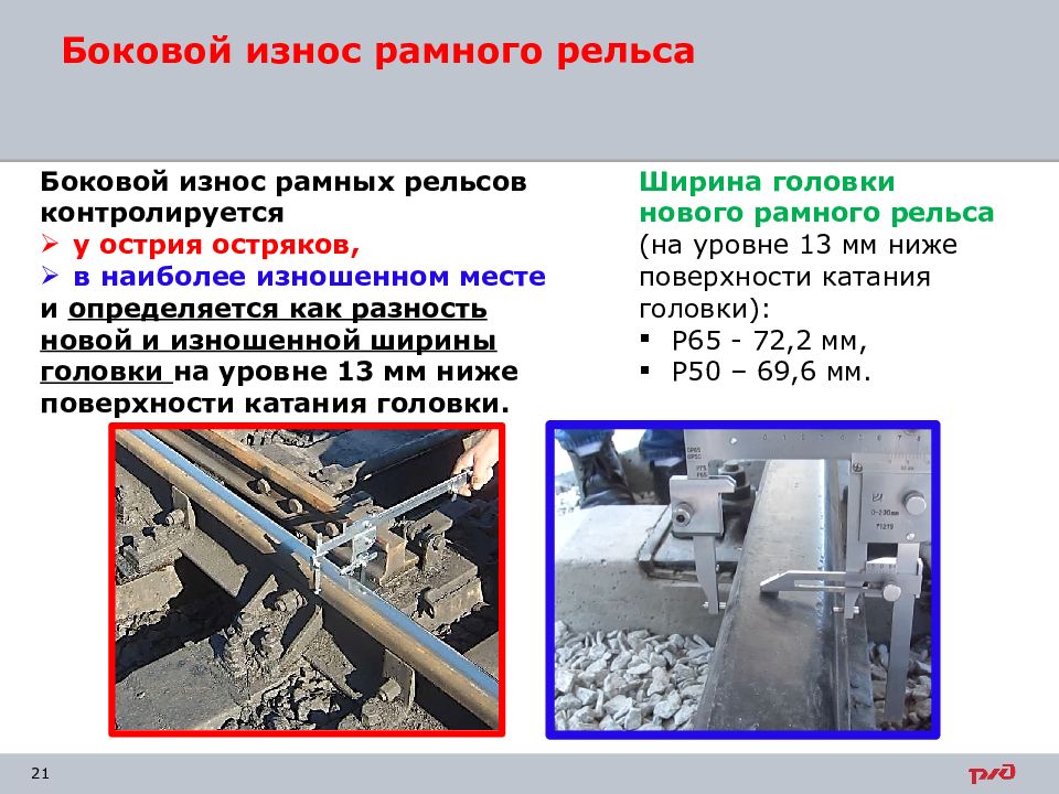 Максимально допустимый боковой износ. Ширина головки остряка р 65. Боковой износ остряка рамного рельса допуск. Измерение бокового износа головки рельса штангенциркулем. Измерение износа рамных рельсов и Остряков.