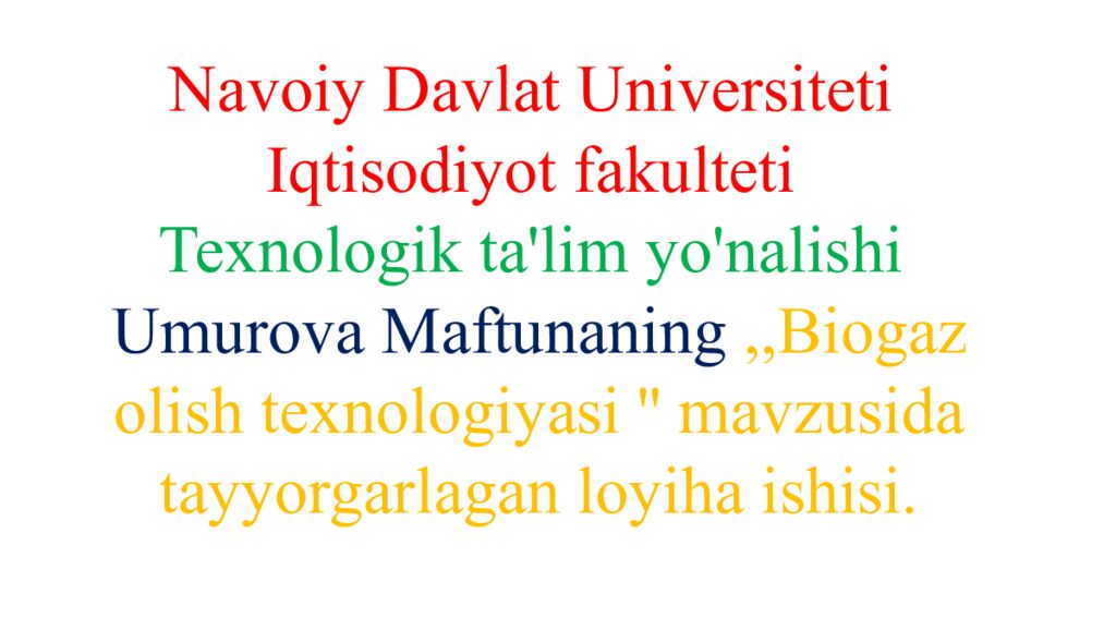 Navoiy Davlat Universiteti Iqtisodiyot fakulteti Texnologik ta'lim