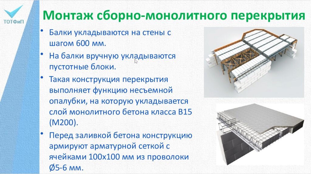 Монтаж сборно-монолитного перекрытия