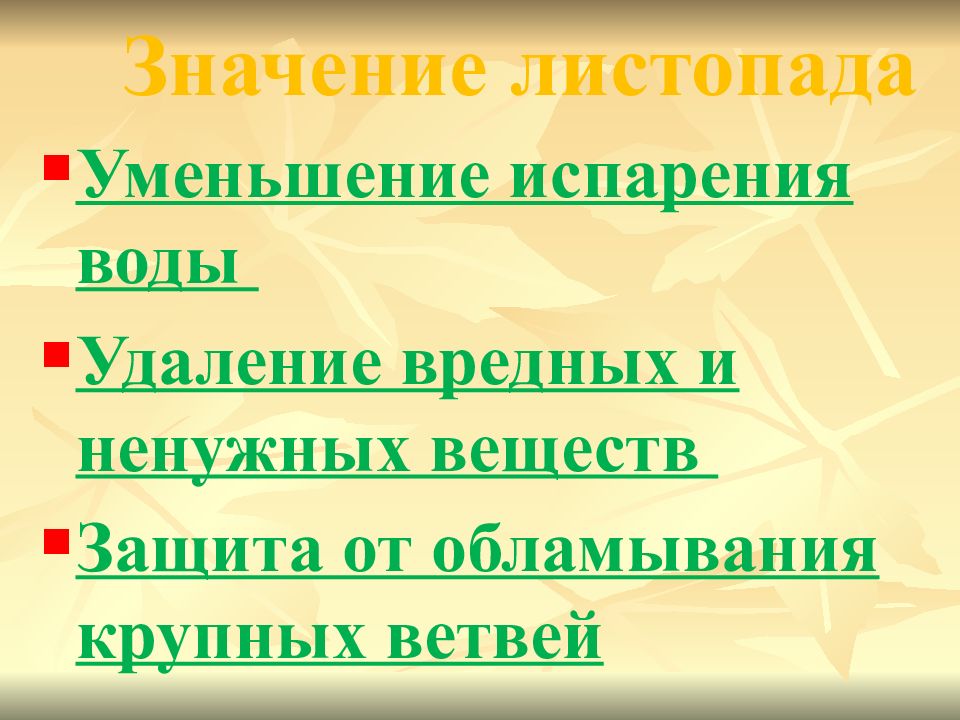 Испарение воды растениями листопад 6 класс презентация пасечник