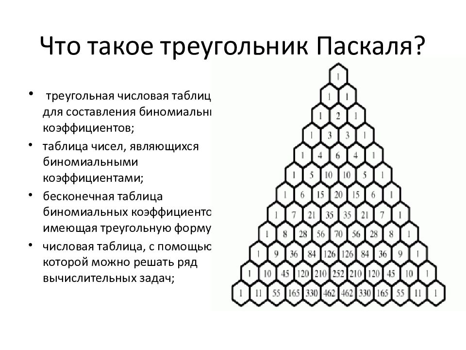 Число сочетаний и треугольник паскаля. Биномиальные коэффициенты треугольник Паскаля. Треугольник Паскаля таблица. Треугольник Паскаля презентация. Треугольник Паскаля задачи