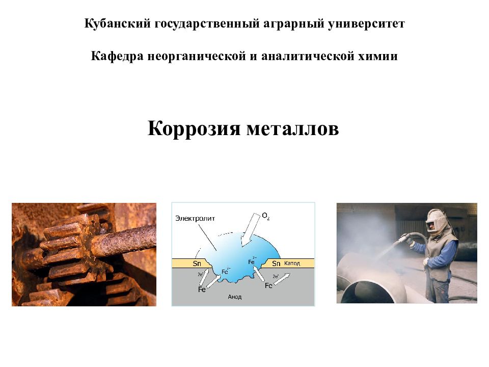 Коррозия металлов Кубанский государственный аграрный университет Кафедра