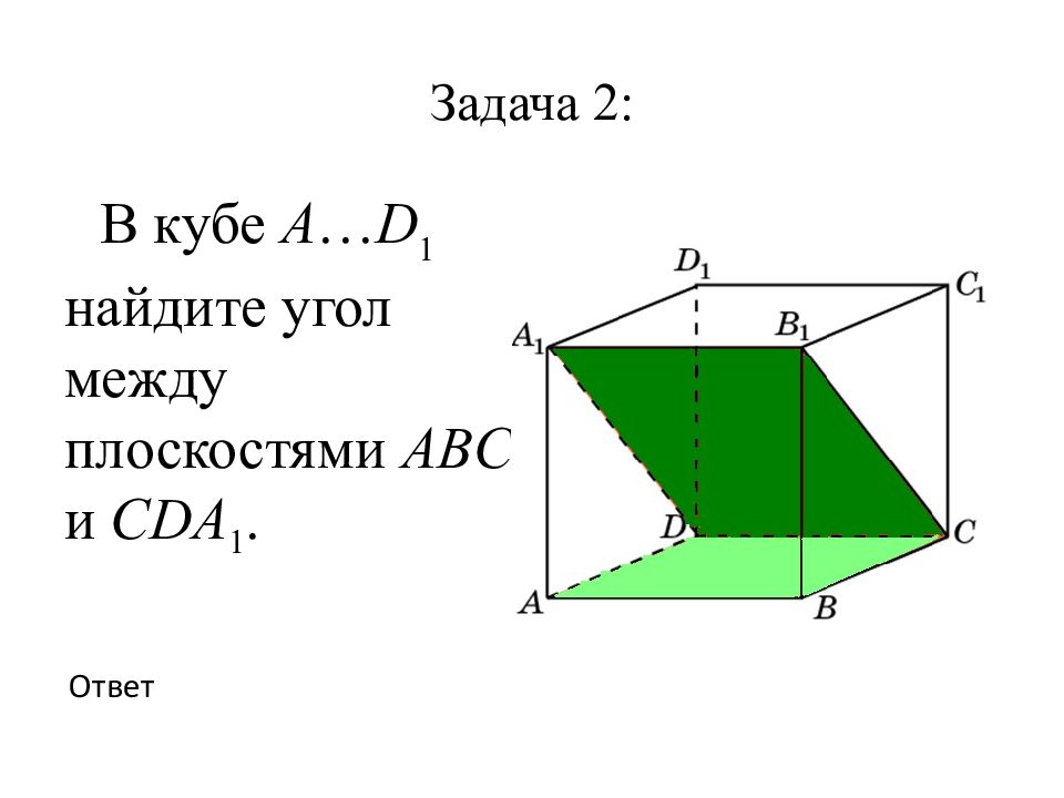 Двугранный угол между плоскостями презентация