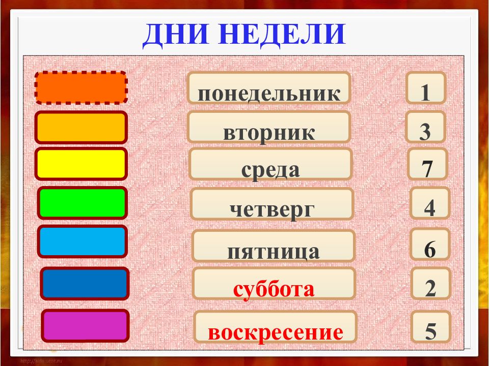 Дни недели месяцы