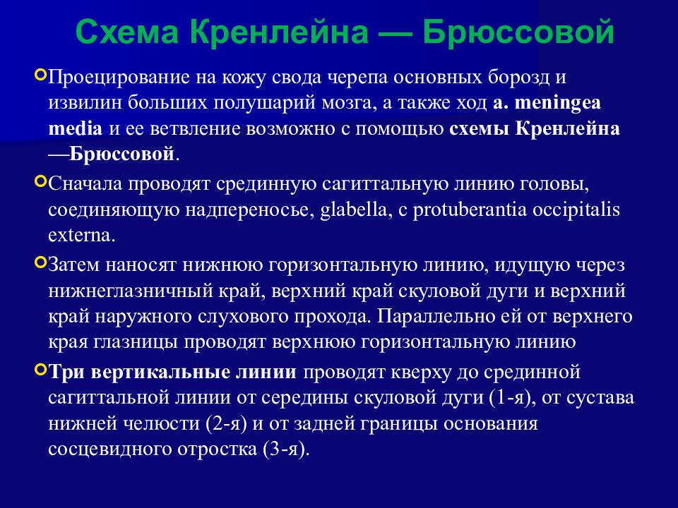 Схема черепно мозговой топографии схема кренлейна