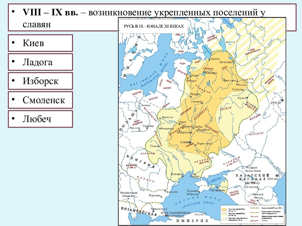 VIII – IX вв. – возникновение укрепленных поселений у