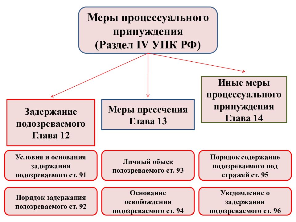 Меры процессуального принуждения схема